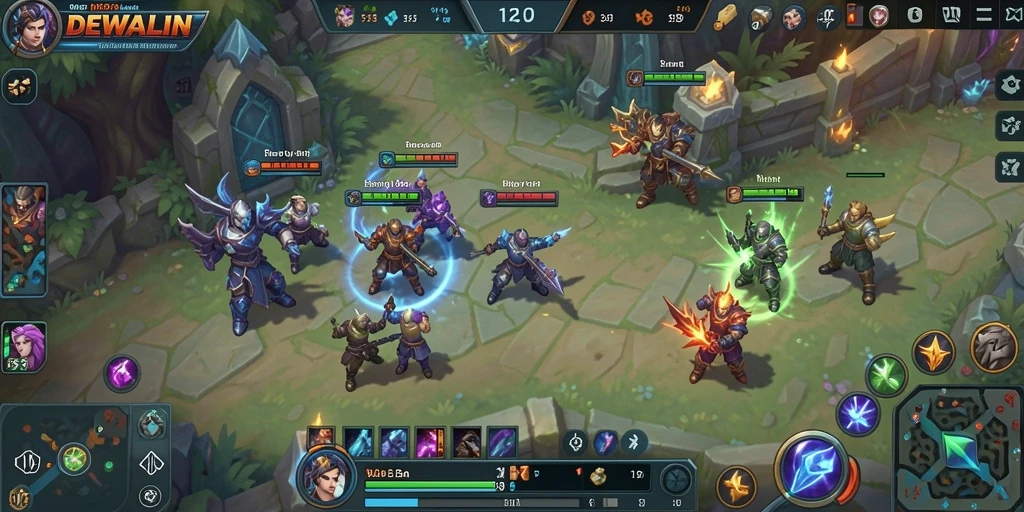 Tampilan gameplay seru DEWALIN dengan aksi pertempuran tim.