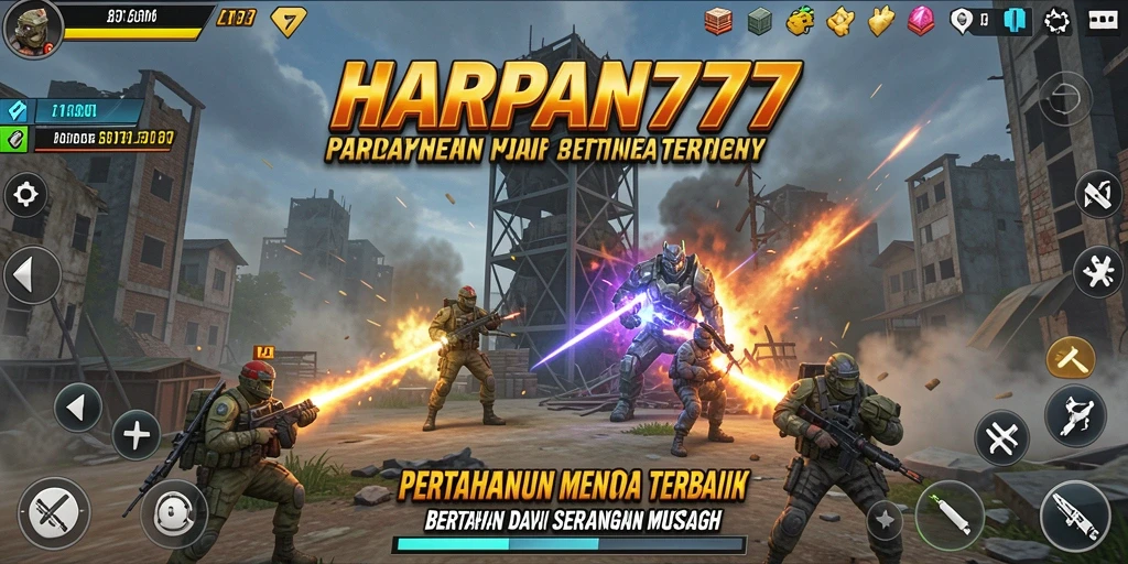 Tampilan gameplay menara dengan penempatan strategis dan serangan musuh.