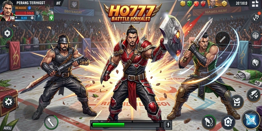 Gameplay mendebarkan dalam pertempuran Battle Royale.