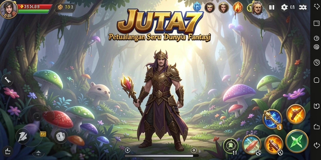 Tampilan gameplay JUTA7 yang memukau dan penuh warna.