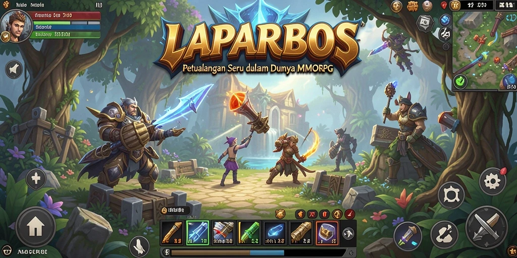 Screenshot utama LAPARBOS menampilkan aksi pertempuran yang mendebarkan.