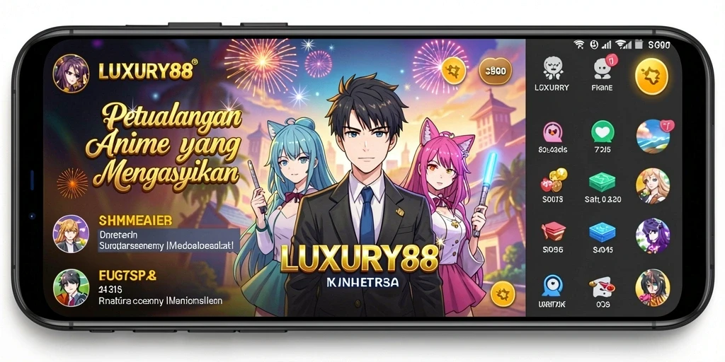 Tampilan gameplay LUXURY88 dengan aksi karakter anime yang menakjubkan.