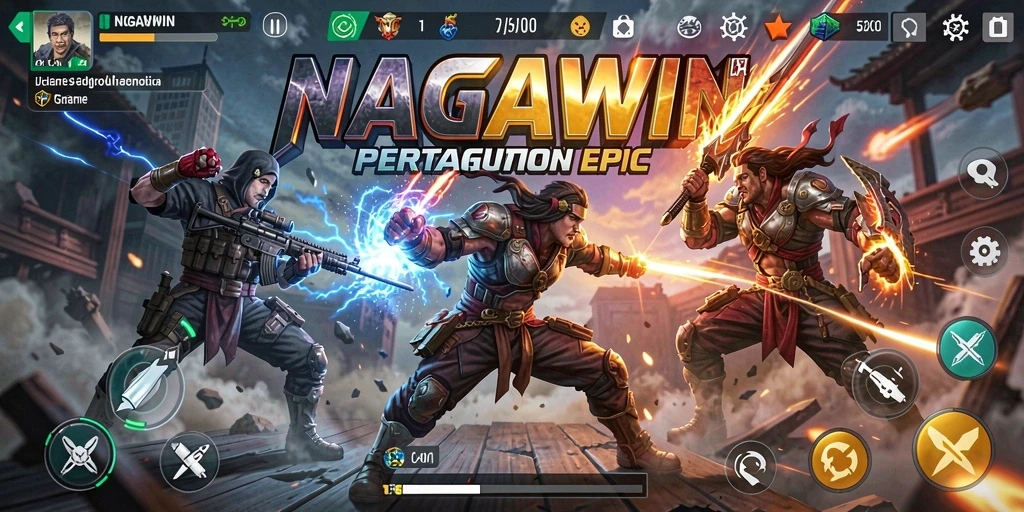 Tampilan gameplay NAGAWIN yang intens dan dinamis.