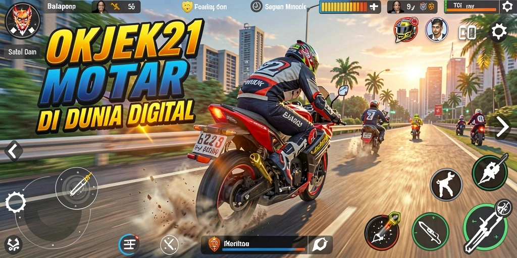 Gameplay seru balapan motor di OKJEK21.