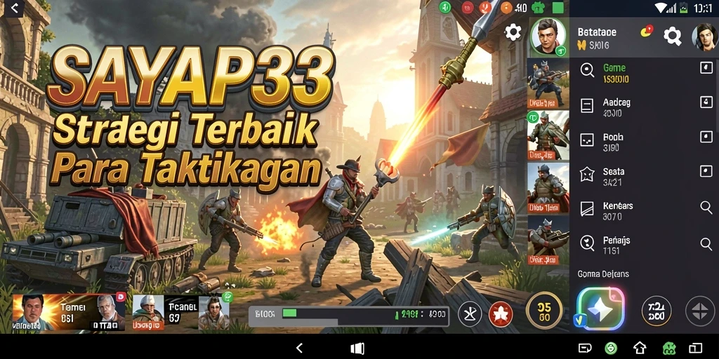 Tampak layar permainan <strong>SAYAP33</strong> dengan pertempuran strategi yang intens.