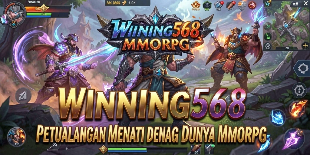 Screenshot WINNING568 menampilkan pertarungan seru dalam dunia MMORPG.